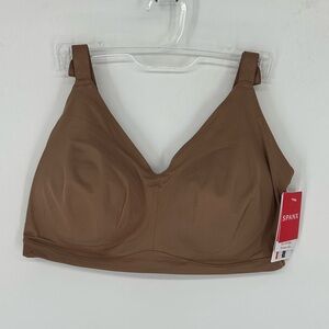 NEW Spanx All-In-One Wireless Bra Sz L Cafe Au Lait Cups D-DD Nylon Elast $64 W1
